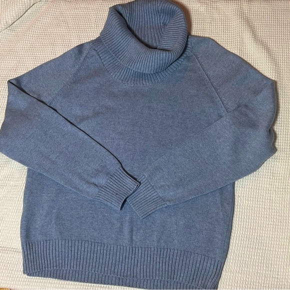 NWT JEANNE PIERRE  Chambray Heather Blue Turtleneck Cozy 100%  Cotton Sweater XL - Picture 4 of 8